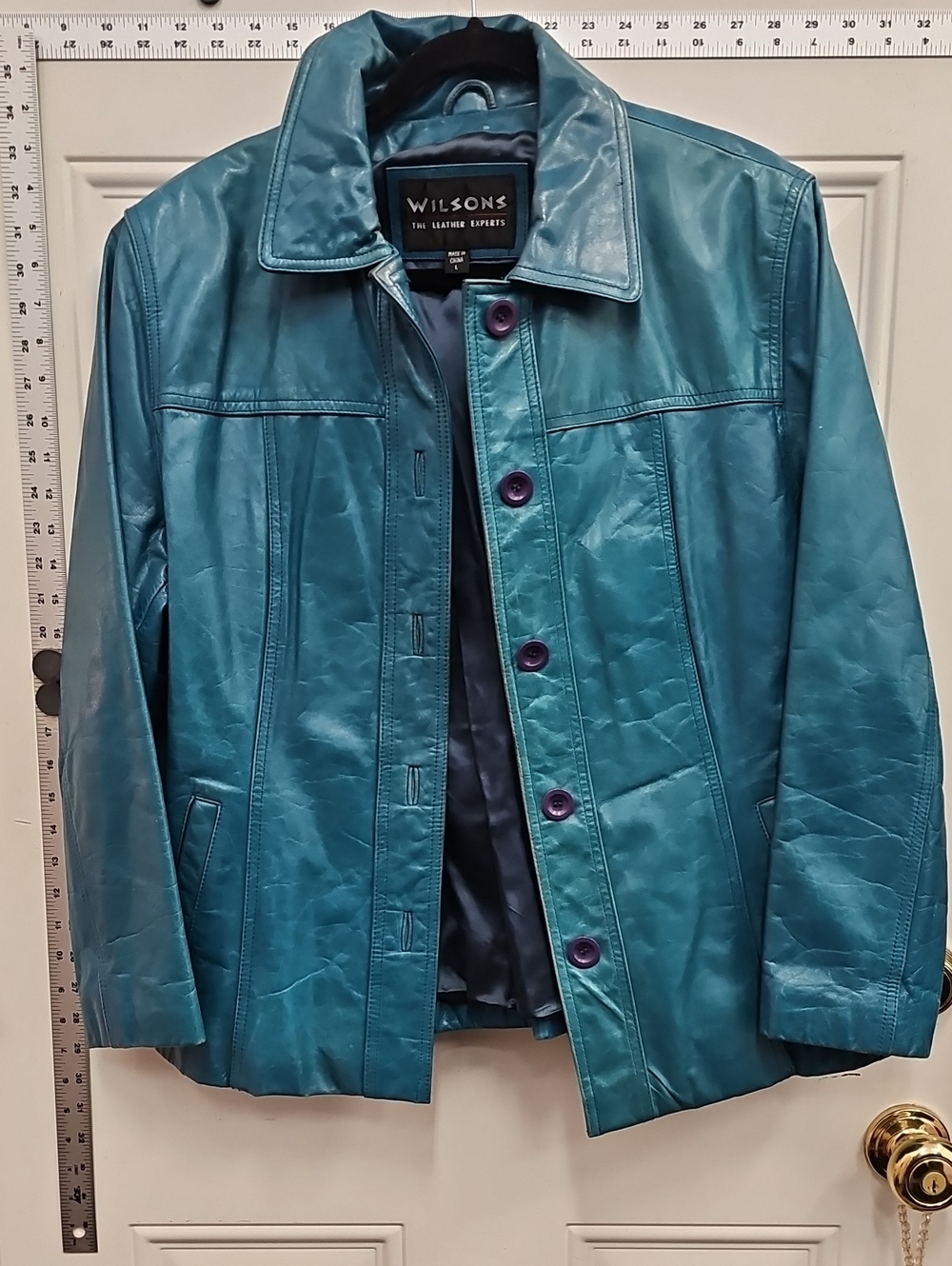 Wilson Teal Leather Jacket for Women.